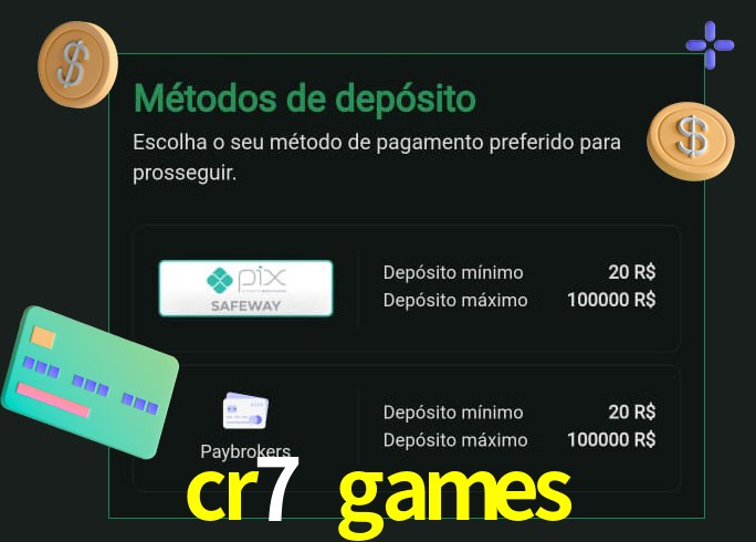 O cassino cr7 games oferece uma grande variedade de métodos de pagamento
